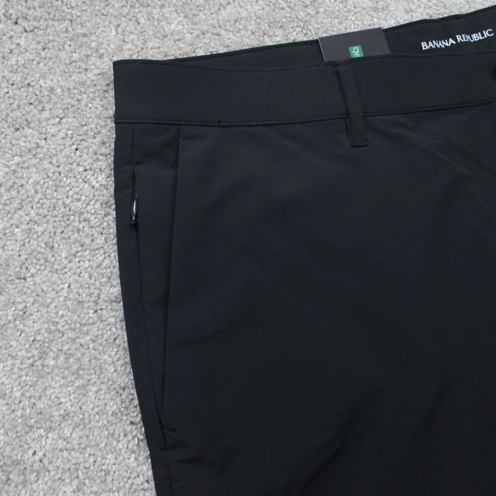 Banana Republic Pants NWT Mens 40x34 Black‎ Flat Front Straight Leg Polyester